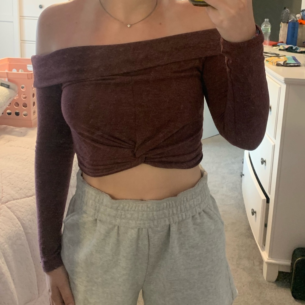 Off the shoulder copped sweater